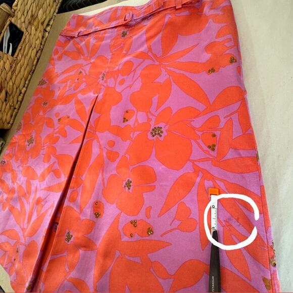 Silk Vintage Skirt Jeweled A Line Belted Clasp Size 6 - Picture 13 of 15